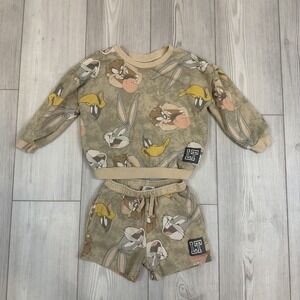 Warner Bros. Looney Tunes Toddler 4T french terry Sweatshirt & Shorts Set AOP